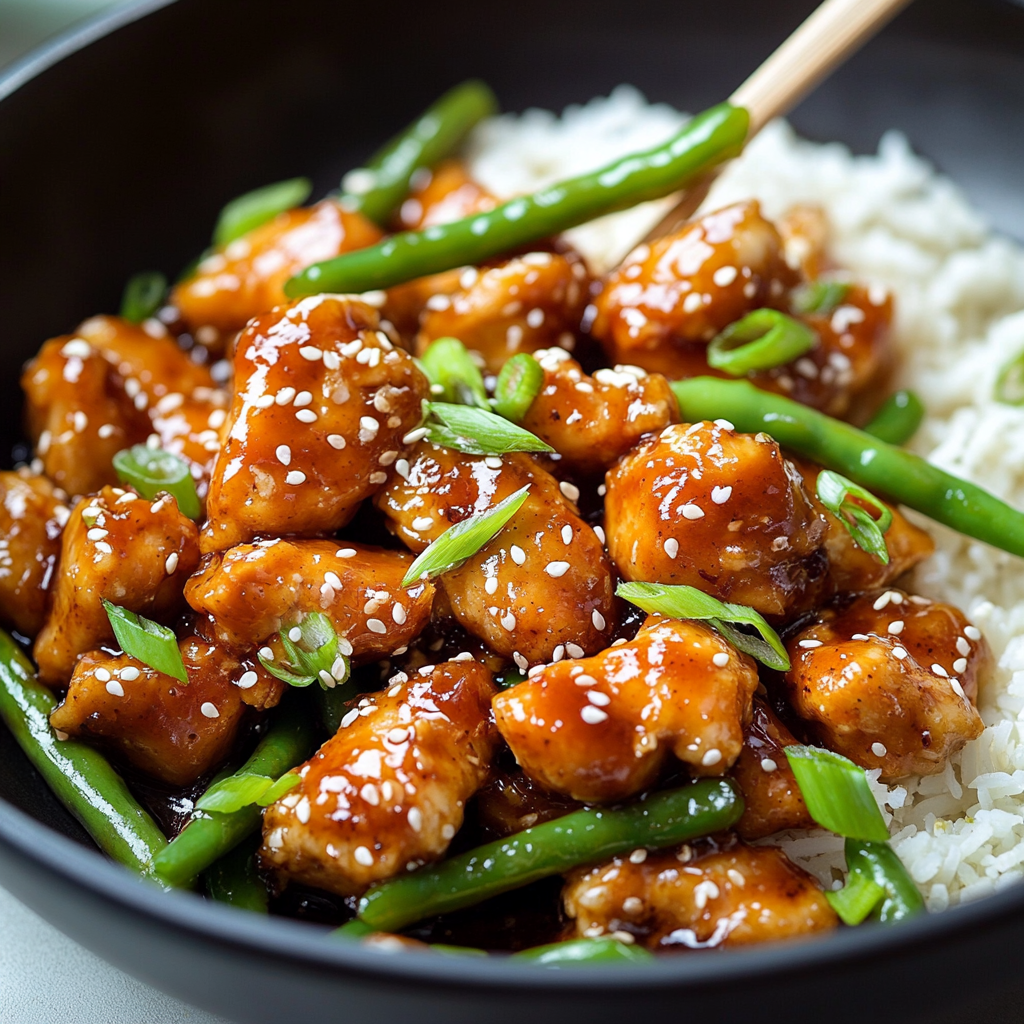 Delicious Sesame Chicken with Green Beans