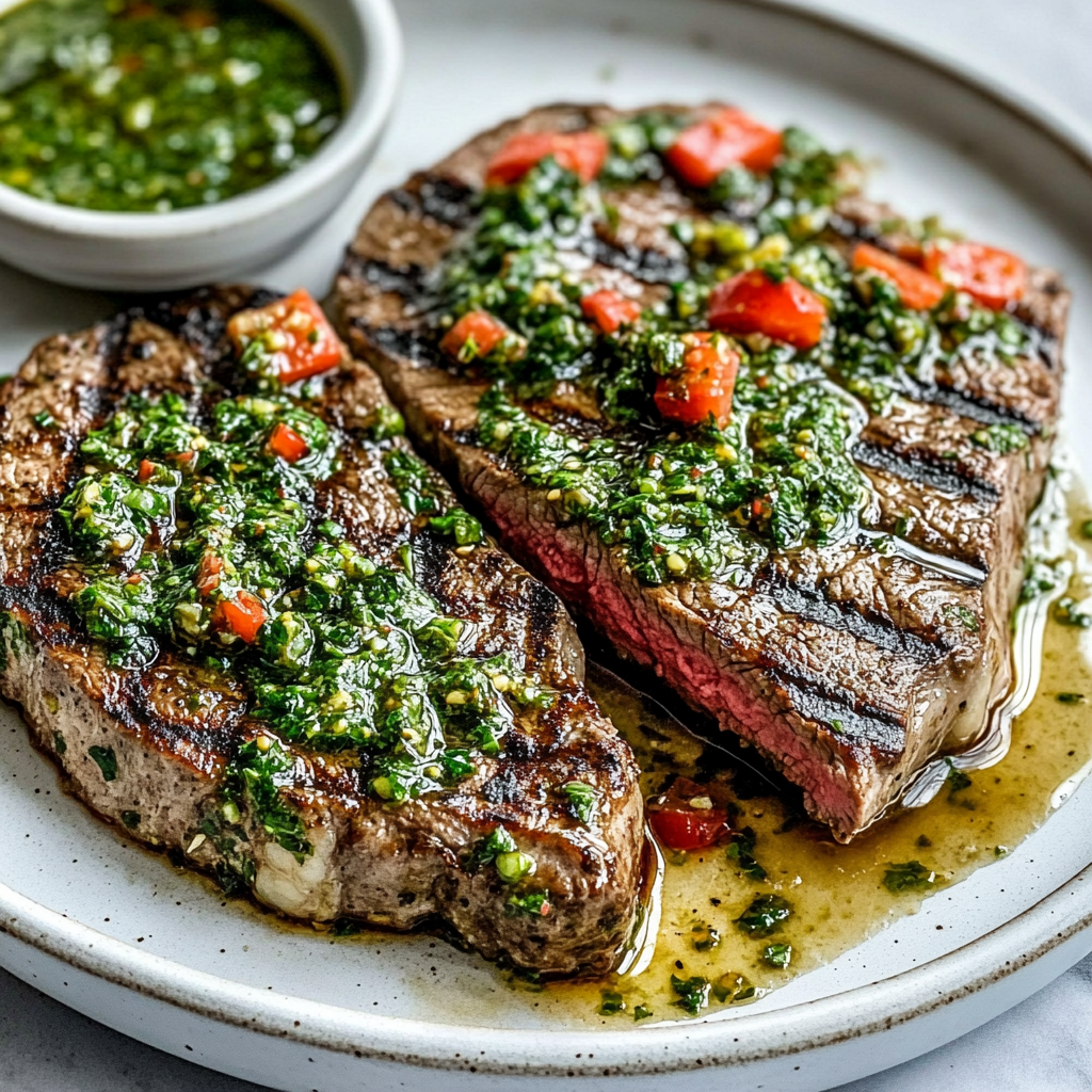 Recipe preparation for Chimichurri Grilled Steak