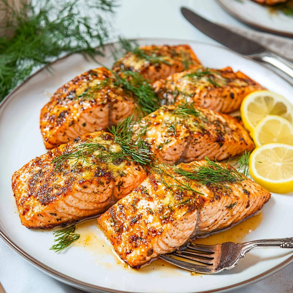 Recipe preparation for Baked Dijon Salmon