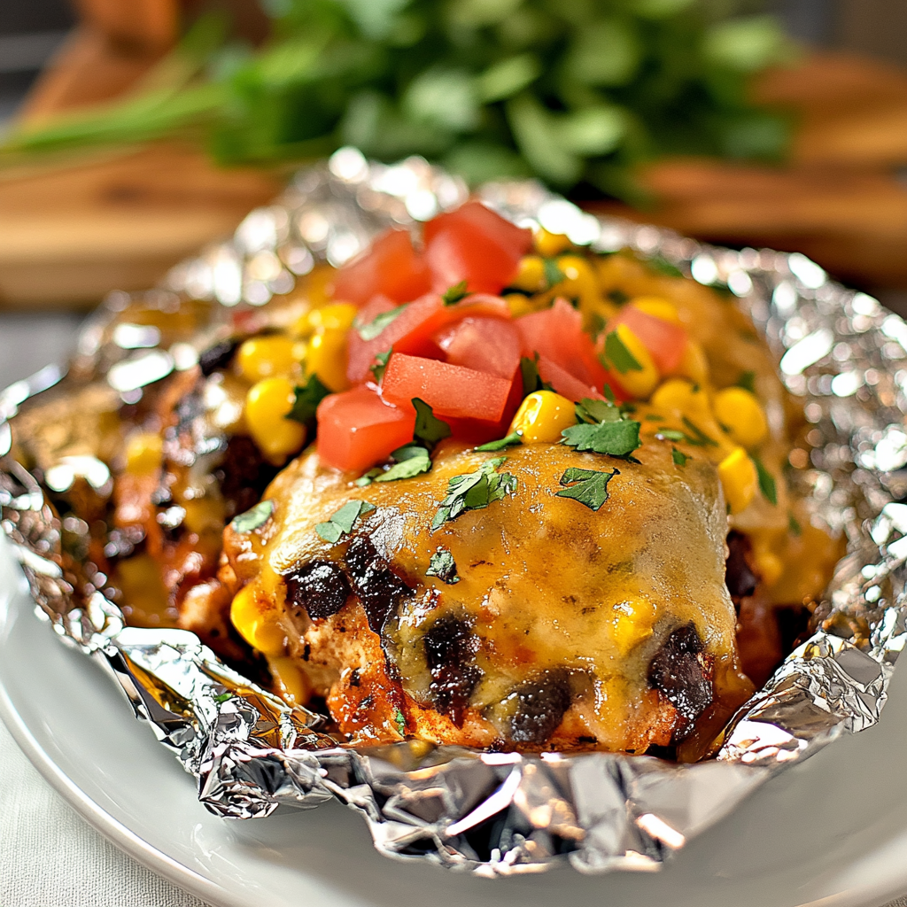 Recipe preparation for Santa Fe Chicken Foil Packets