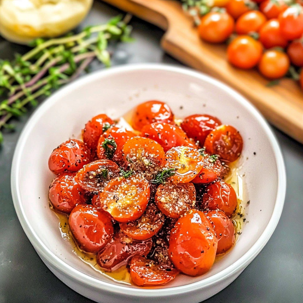 Recipe preparation for Garlic Roasted Cherry Tomatoes