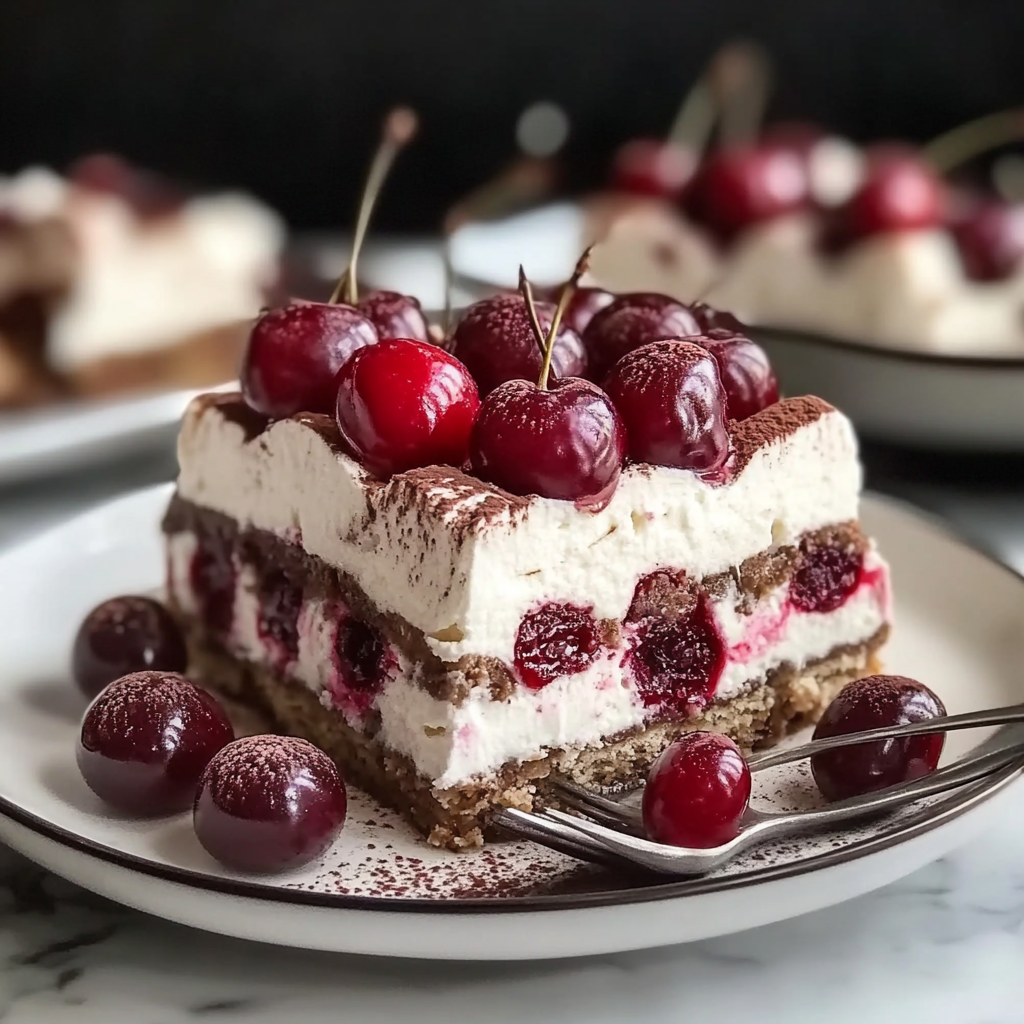 Recipe preparation for Cherry Amaretto Tiramisu