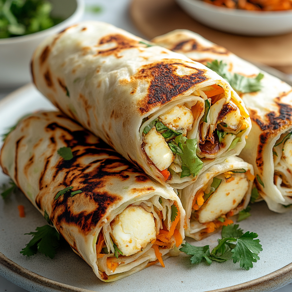 Recipe preparation for Sweet Chili Halloumi Wraps