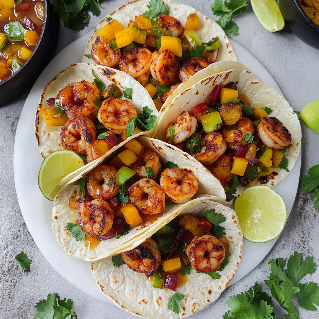 Recipe preparation for Honey-Chipotle Grilled Shrimp Tacos