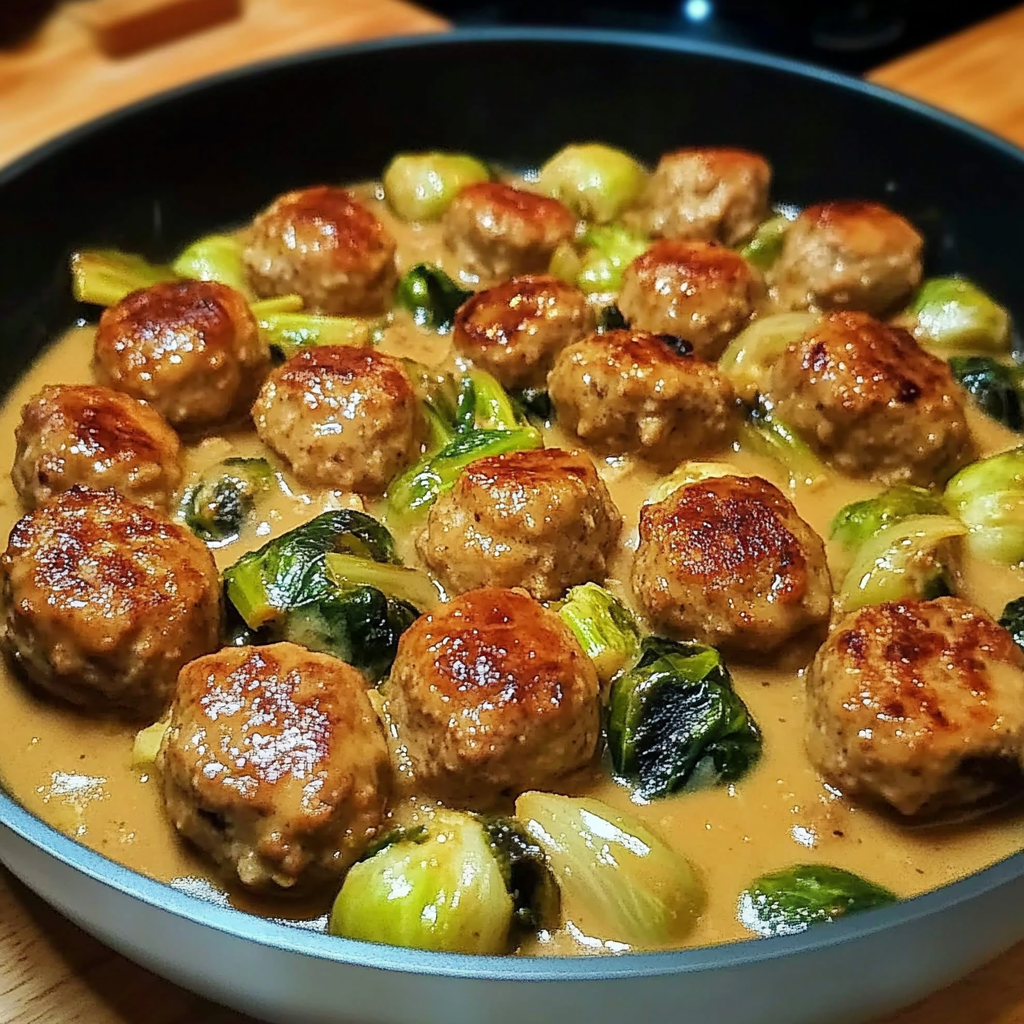 Recipe preparation for Hearty Brussels Meatballs