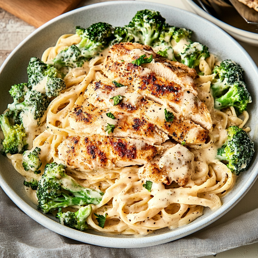 Recipe preparation for Chicken Broccoli Alfredo Recipe