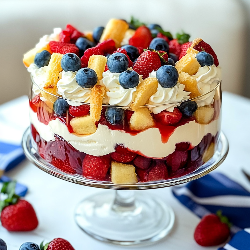 Recipe preparation for 4th of July Fruit Trifle