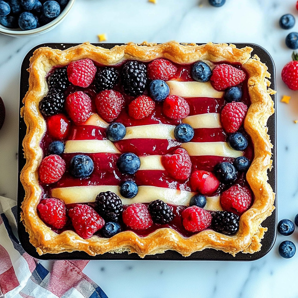 Recipe preparation for Berry Flag Pie