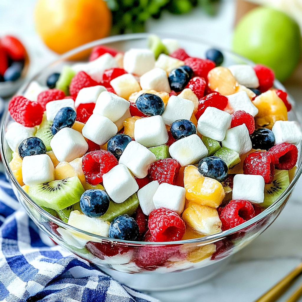 Recipe preparation for Fruit Salad with Marshmallows