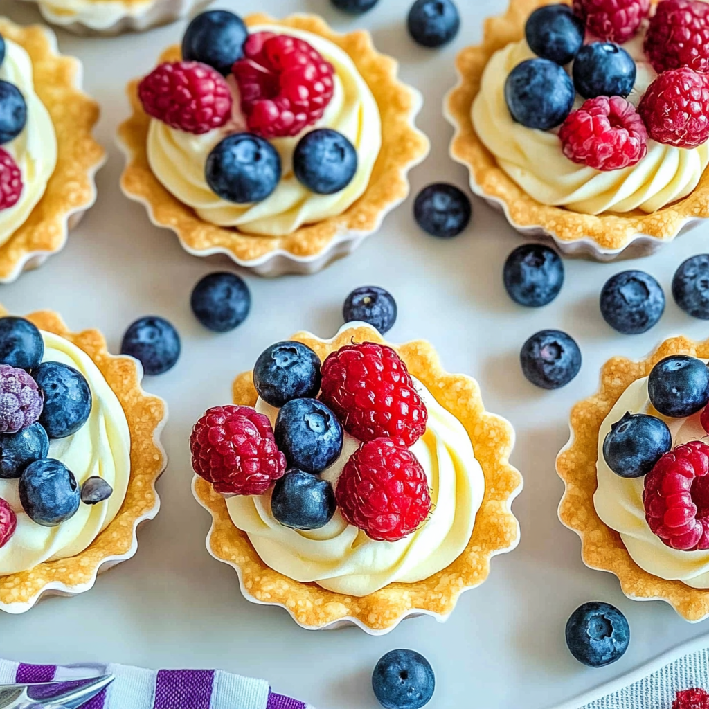 Recipe preparation for No-Bake 4th of July Fruit Tartlets