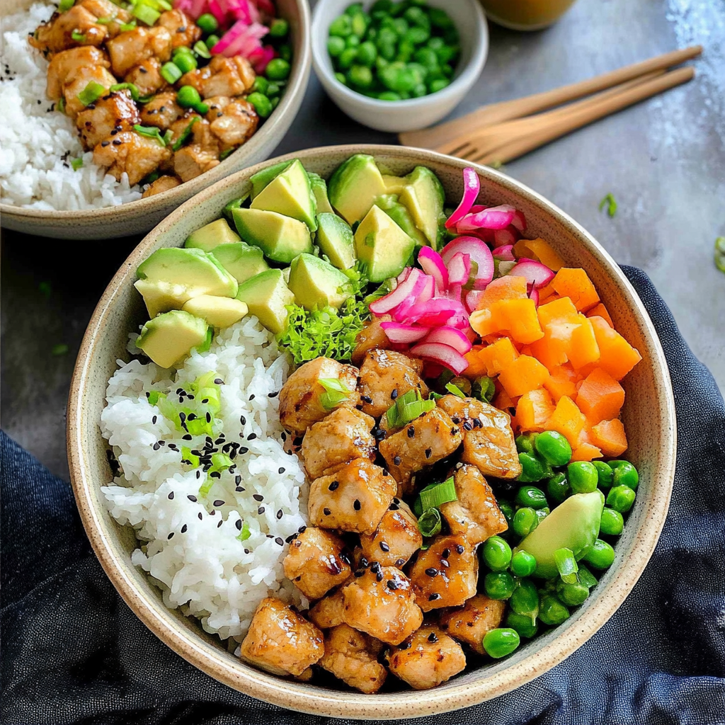 Recipe preparation for Chicken Poke Bowl