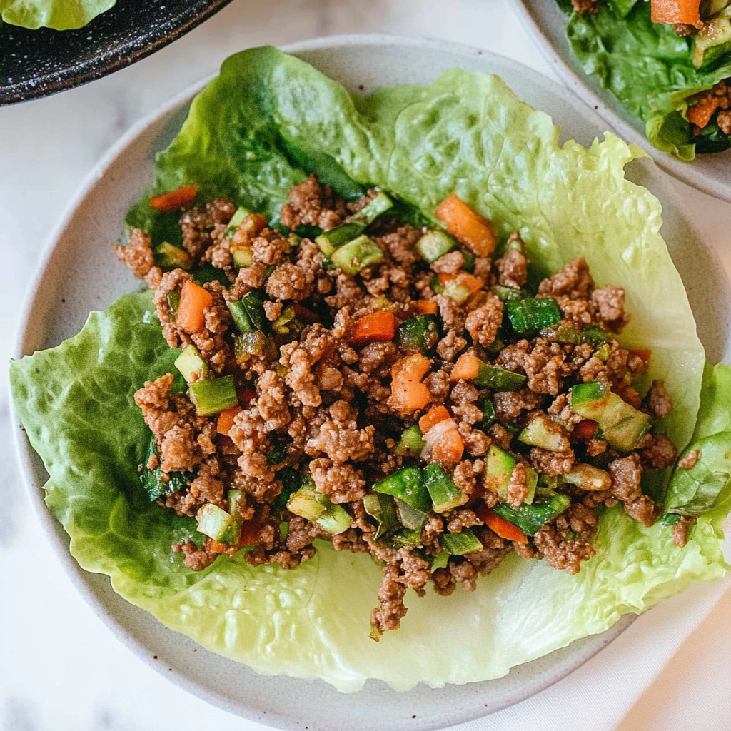Recipe preparation for Ground Beef Lettuce Wraps