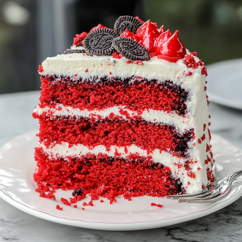 Recipe preparation for Red Velvet Oreo Cake