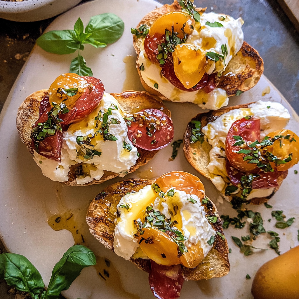 Recipe preparation for Burrata Crostini