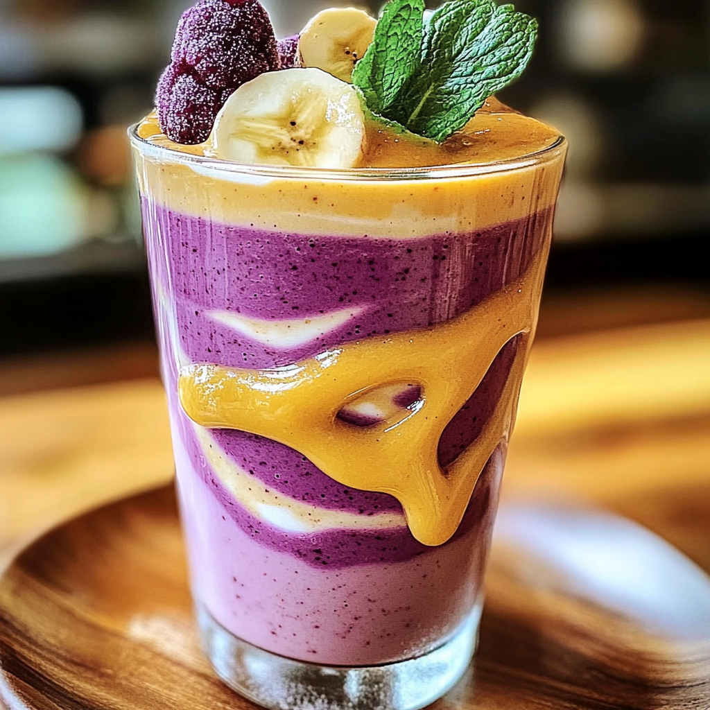 Recipe preparation for Peanut Butter and Jelly Smoothie