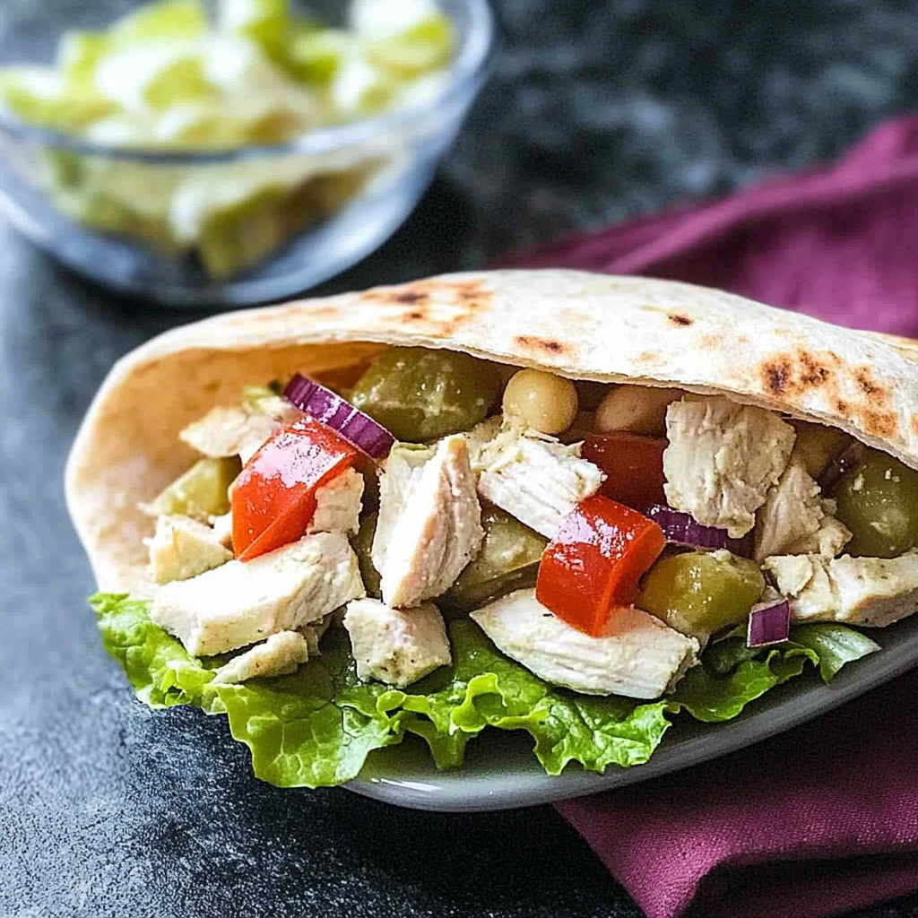Recipe preparation for Classic Chicken Salad Pita Pockets