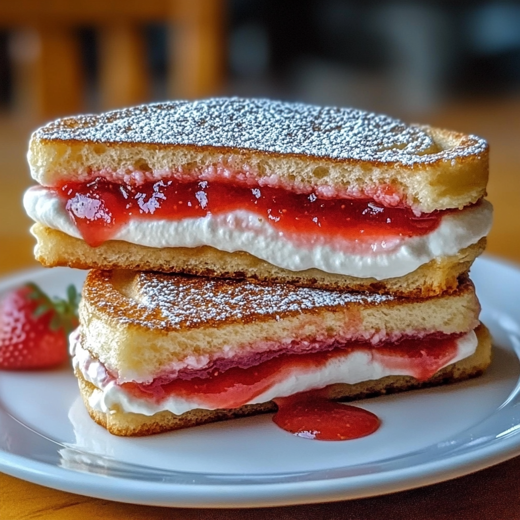 Recipe preparation for Fried Strawberry Cheesecake Sandwiches