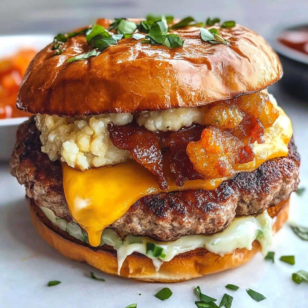 Recipe preparation for Hangover Burger