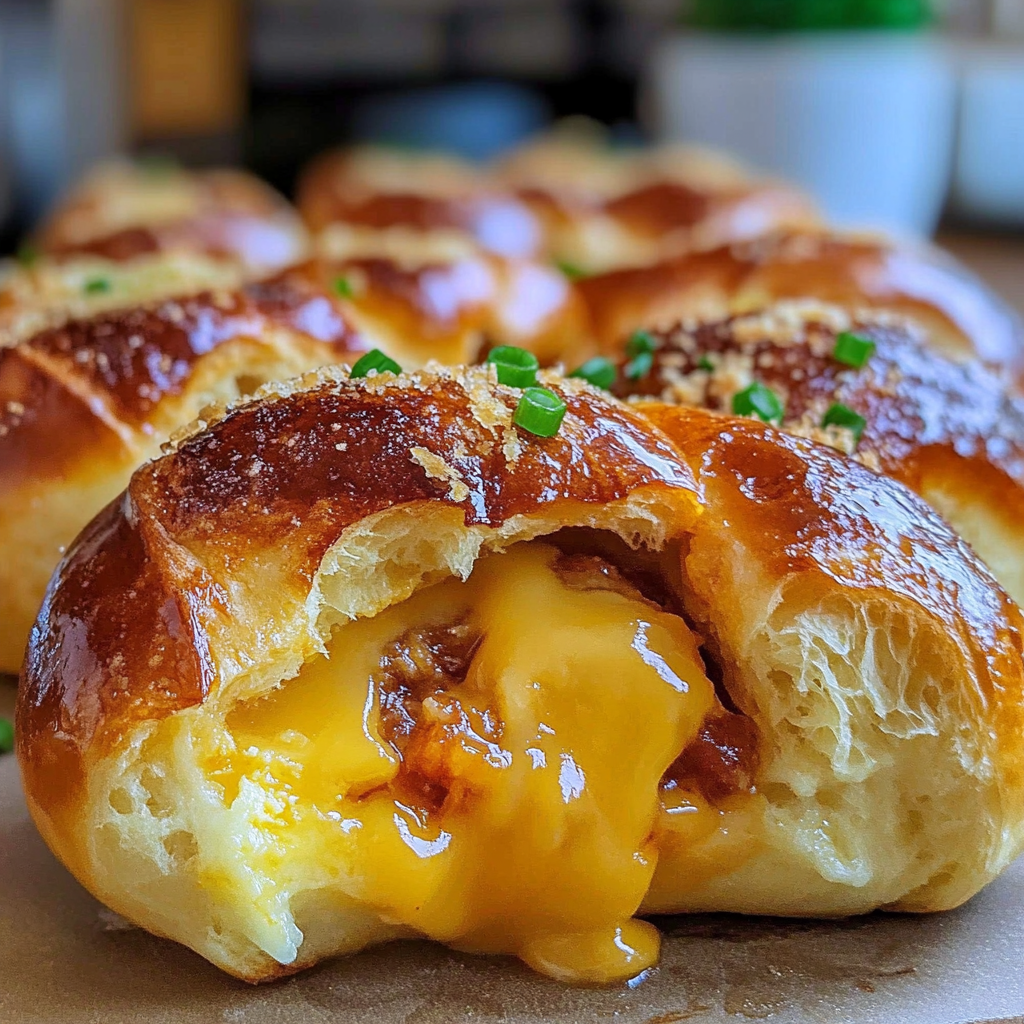 Recipe preparation for Stuffed Breakfast Pretzel Rolls