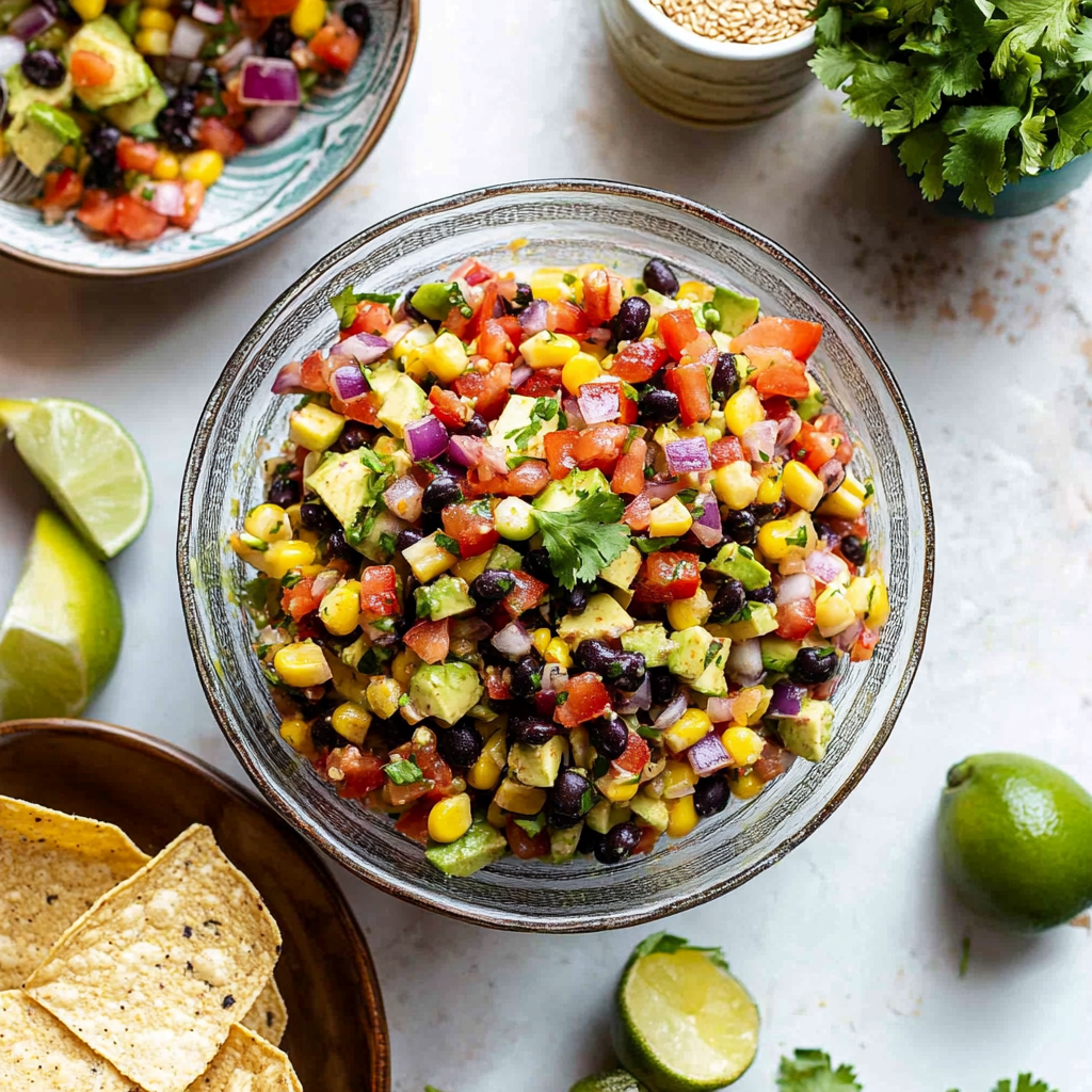 Recipe preparation for Corn, Black Bean & Avocado Salsa