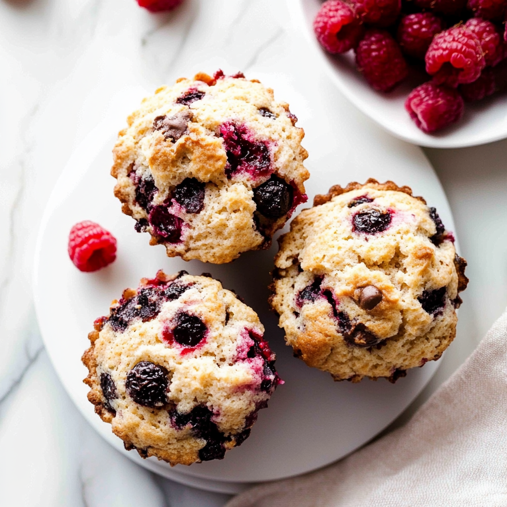 Recipe preparation for Jumbo Raspberry Chocolate Chip Muffins