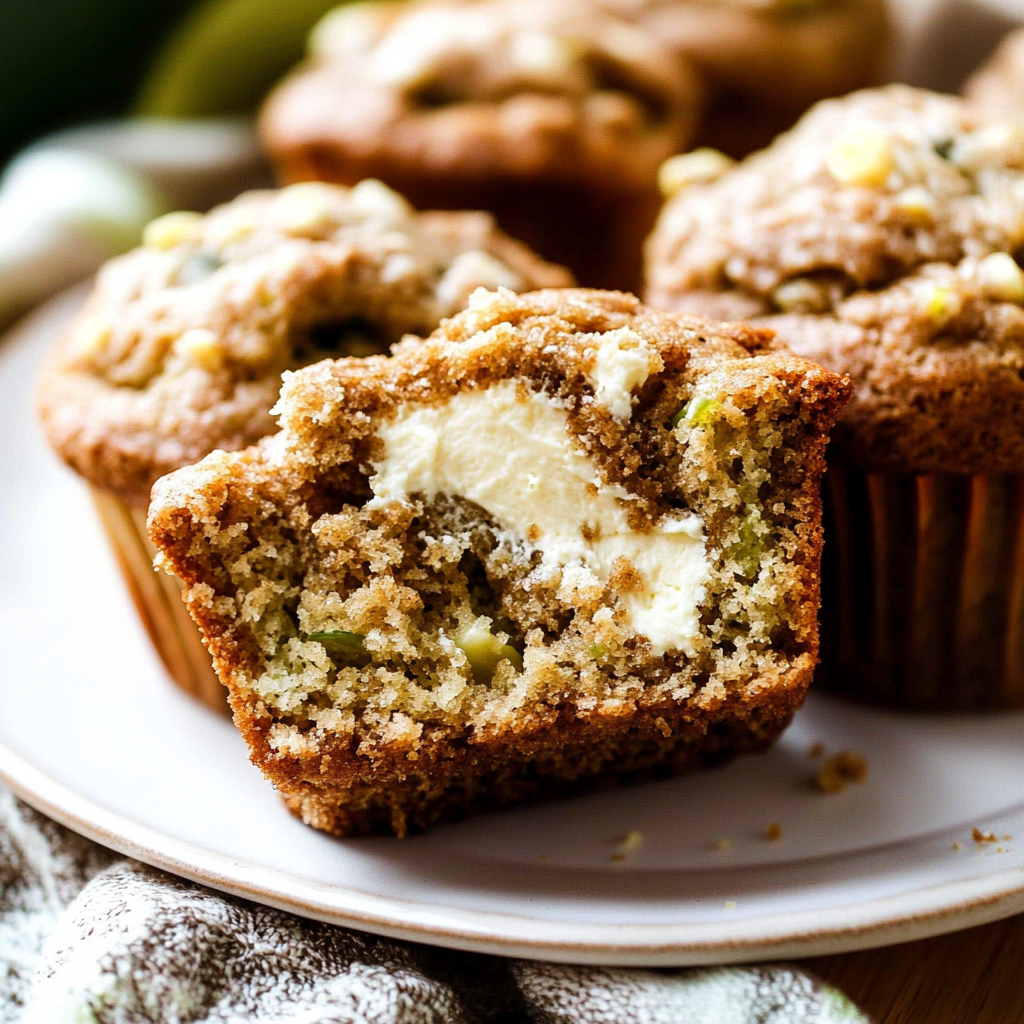 Recipe preparation for Cream Cheese Zucchini Muffins