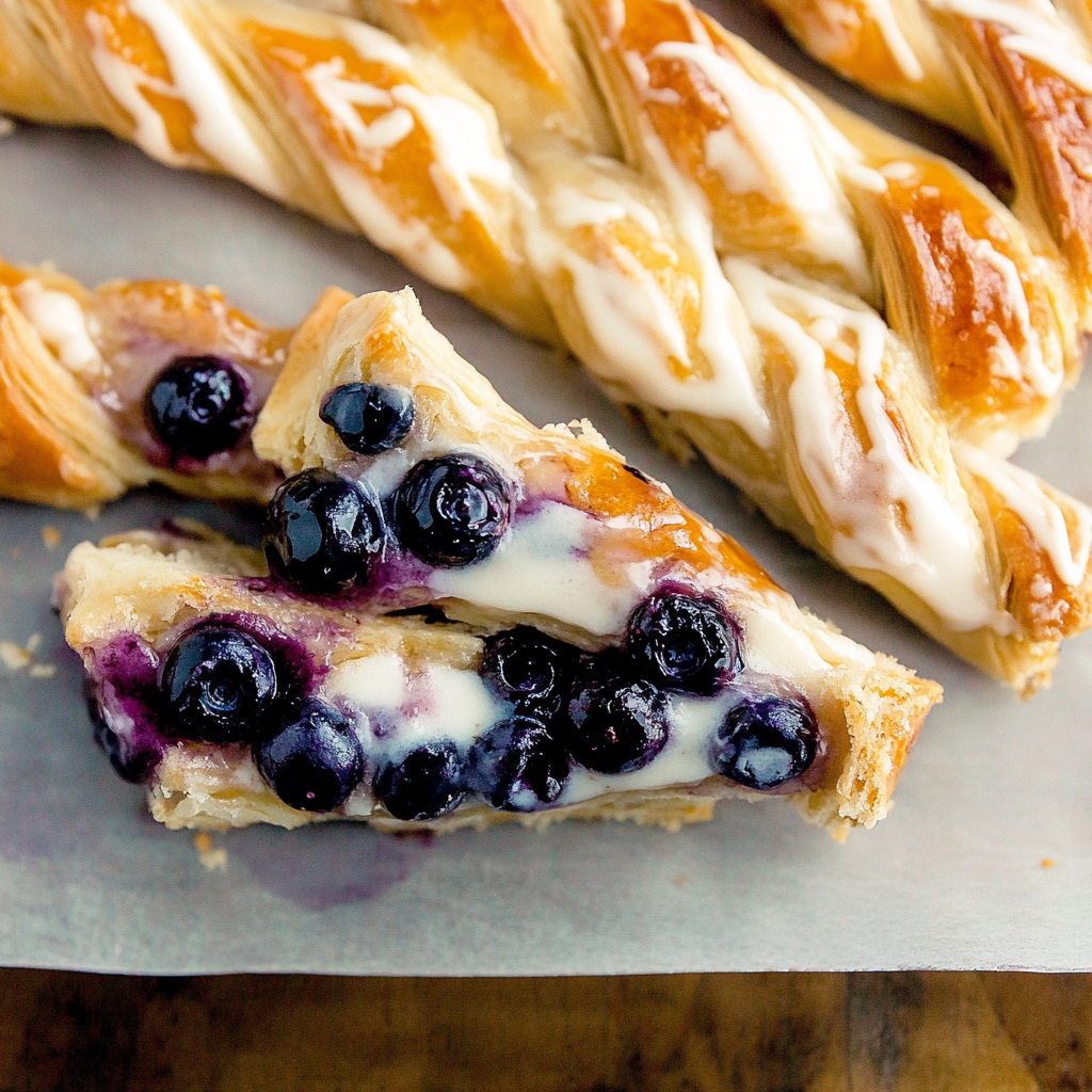 Recipe preparation for Blueberry Cream Cheese Pastry Braid