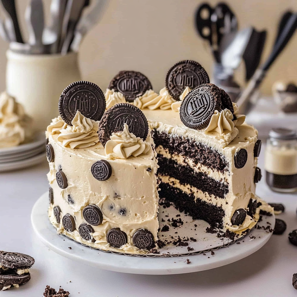 Recipe preparation for Vegan Oreo Cake