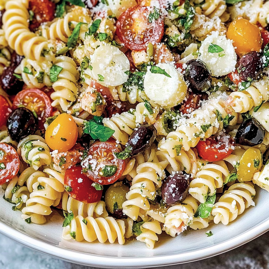 Recipe preparation for Zesty Italian Pasta Salad