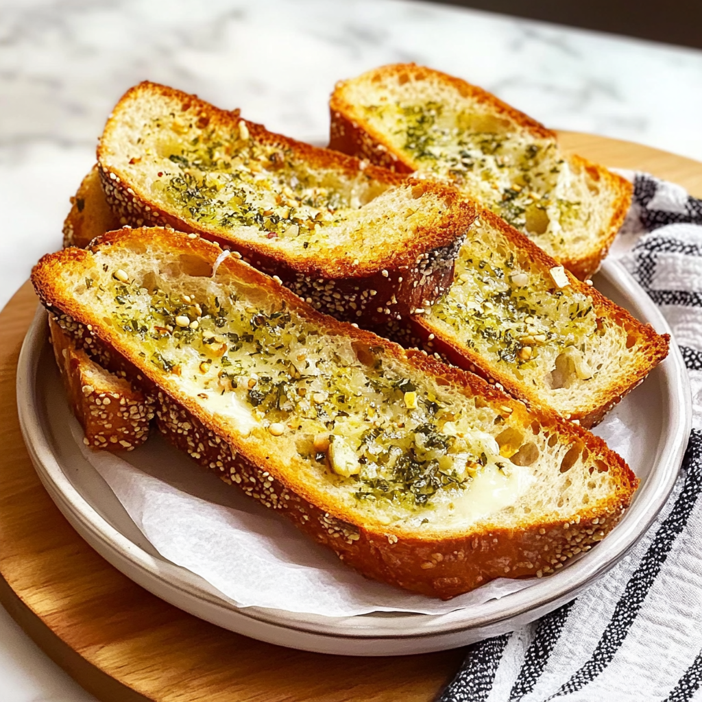 Recipe preparation for garlic bread