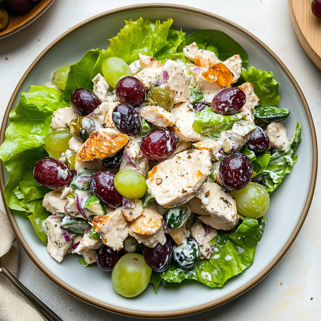 Recipe preparation for chicken salad with grapes