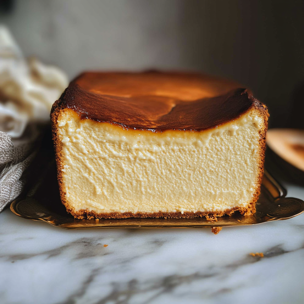 Recipe preparation for Burnt Basque Cheesecake in a Loaf Pan