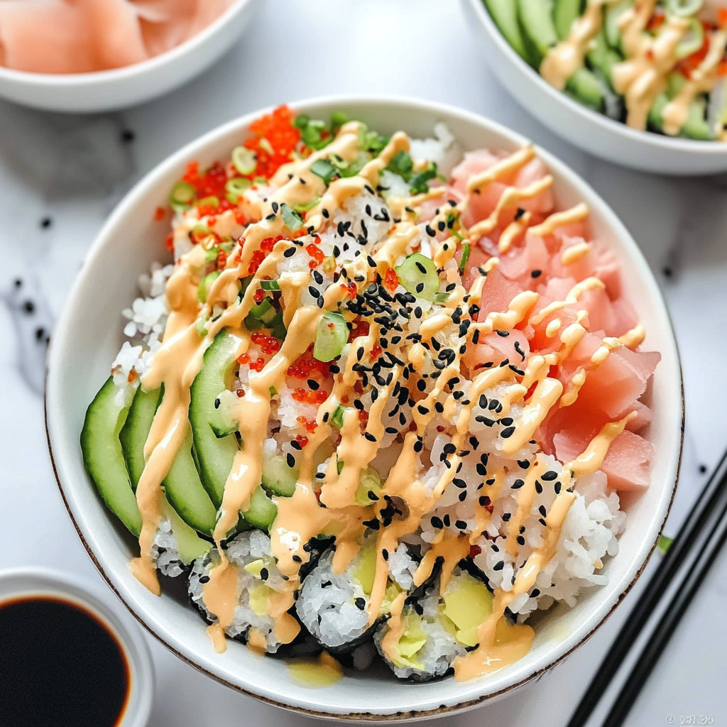 Recipe preparation for California Roll Sushi Bowls