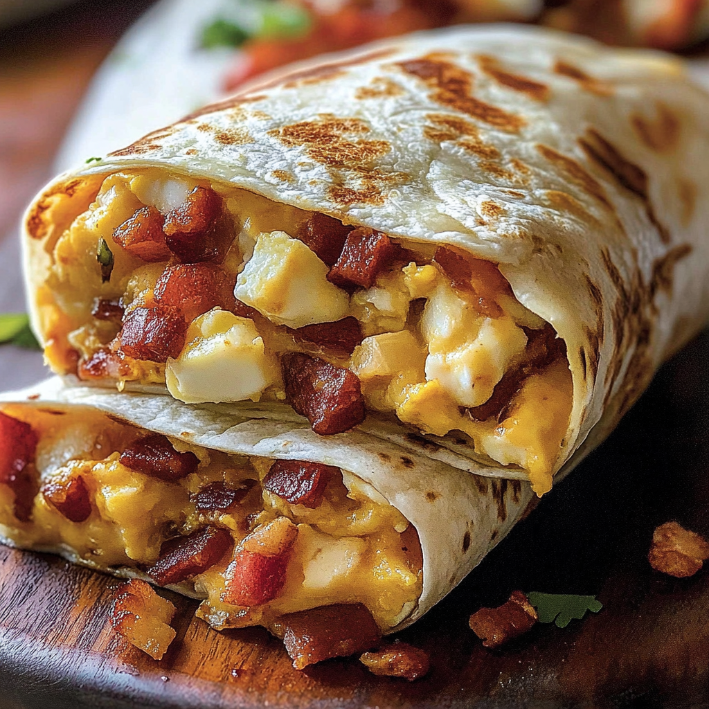 Recipe preparation for Bacon Egg Cheese Breakfast Burrito