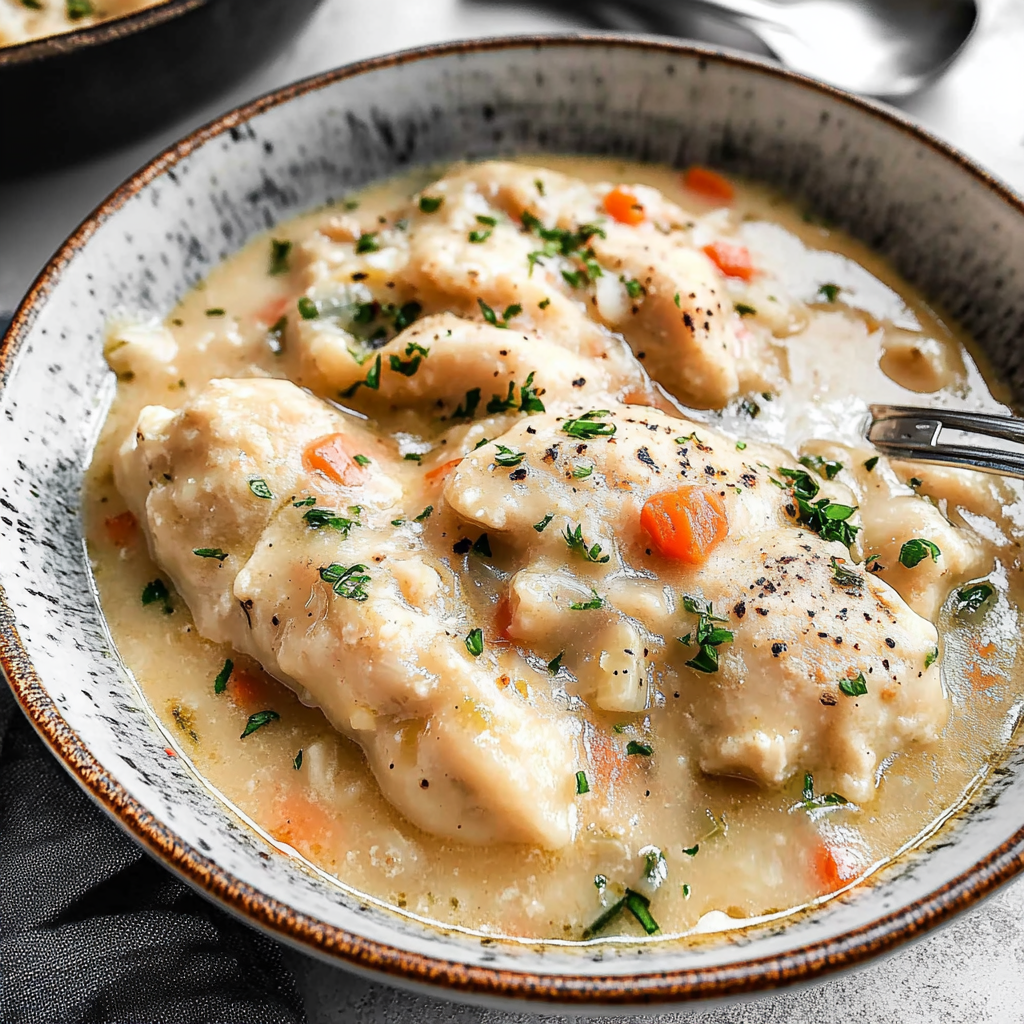 Recipe preparation for chicken and dumplings