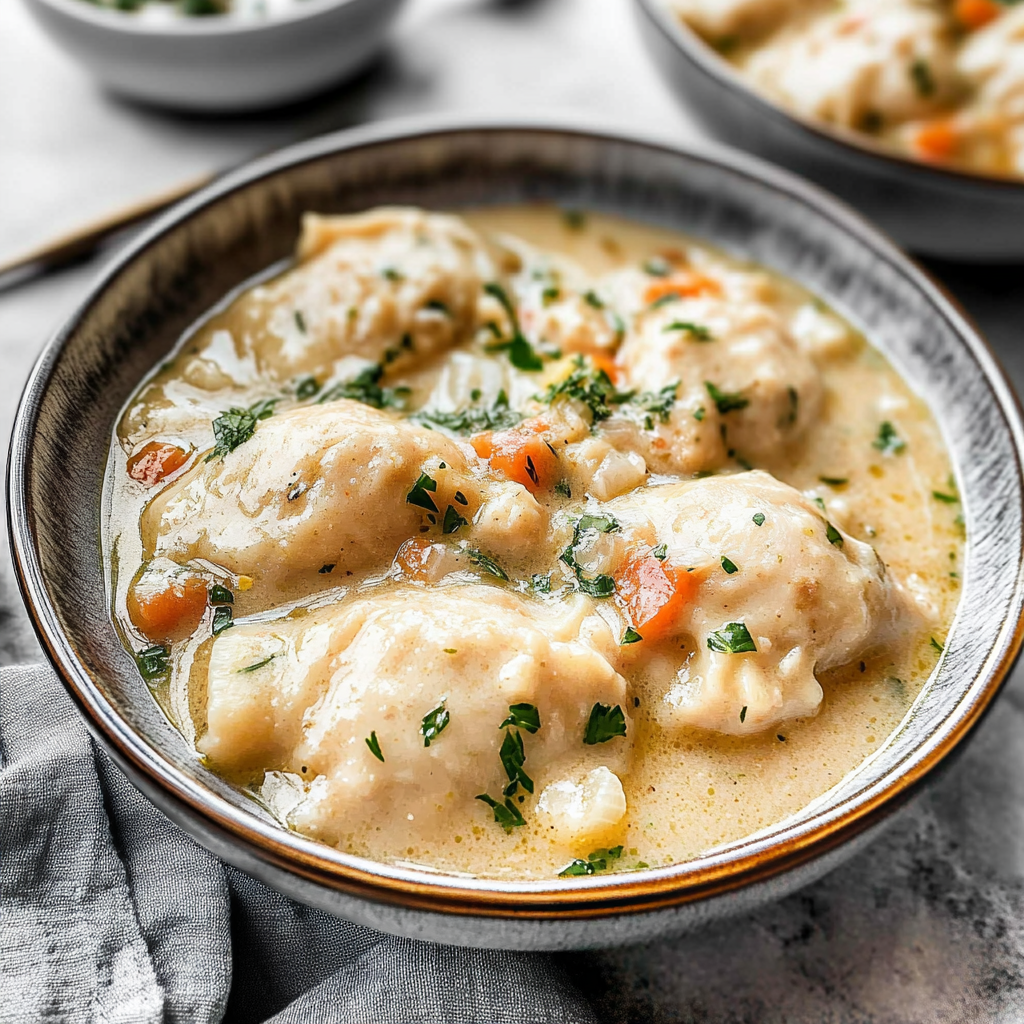 Recipe preparation for chicken and dumplings
