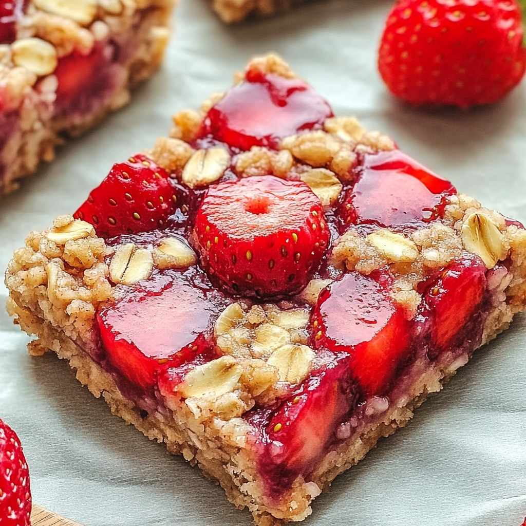Recipe preparation for Healthy Strawberry Oatmeal Bars