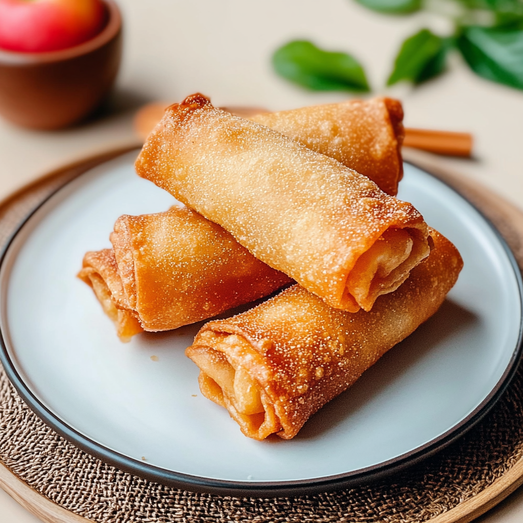Recipe preparation for Crispy Apple Pie Egg Rolls