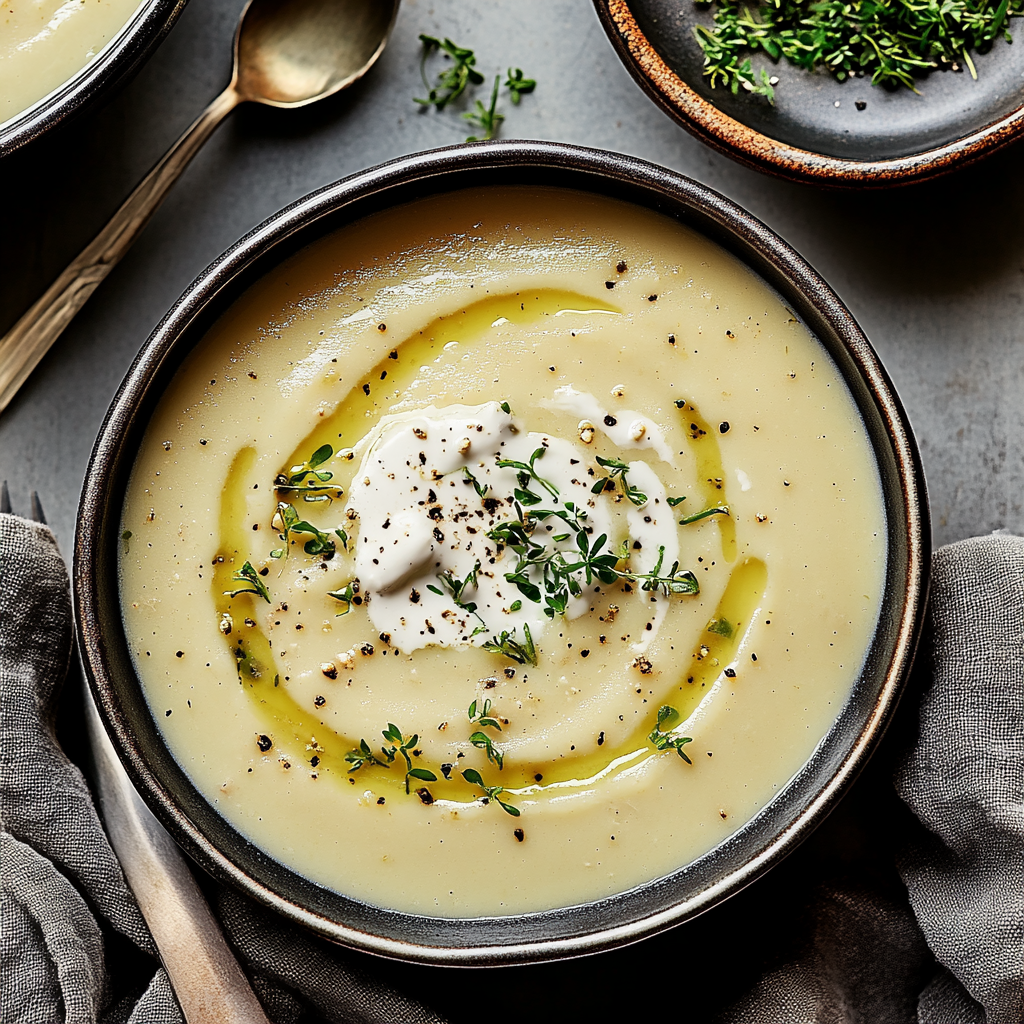 Recipe preparation for Cozy Creamy Potato and Leek Soup Recipe