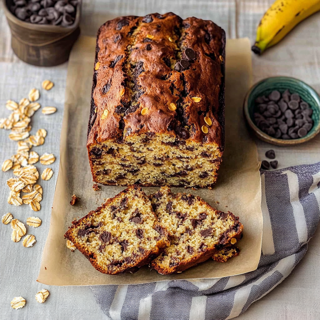 Recipe preparation for Chocolate Chip Oatmeal Banana Bread