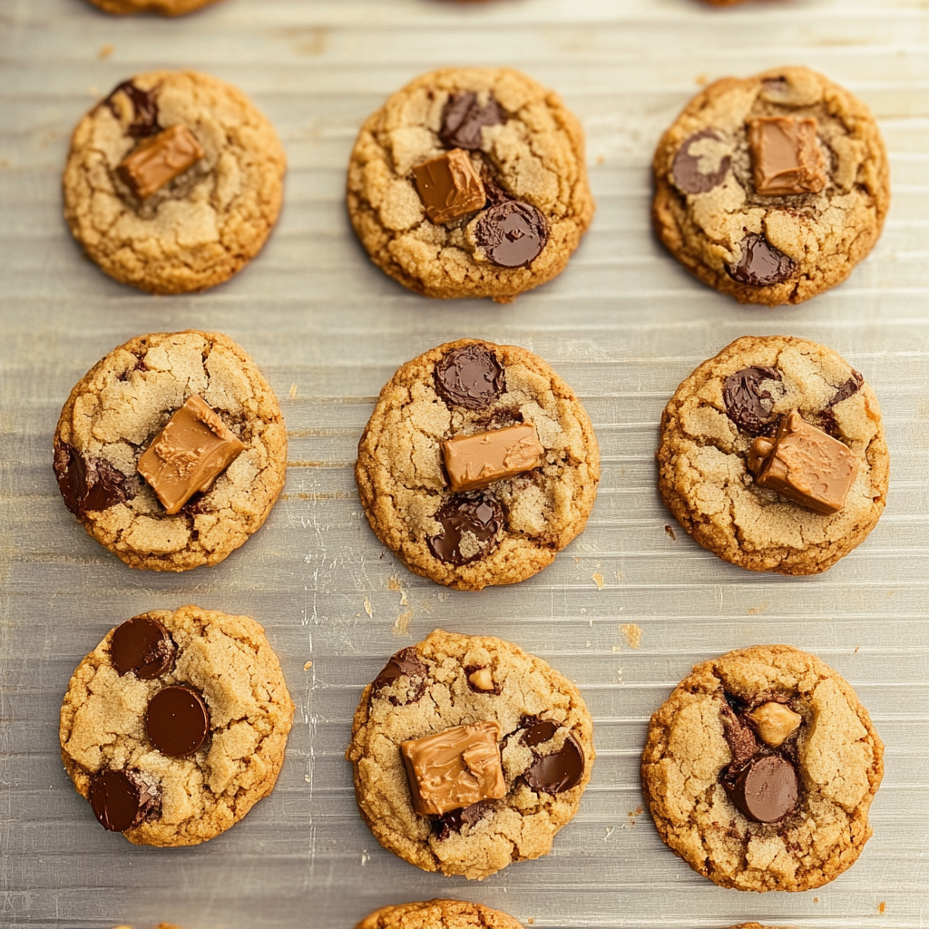 Recipe preparation for Peanut Butter Chocolate Chip Biscoff Cookies