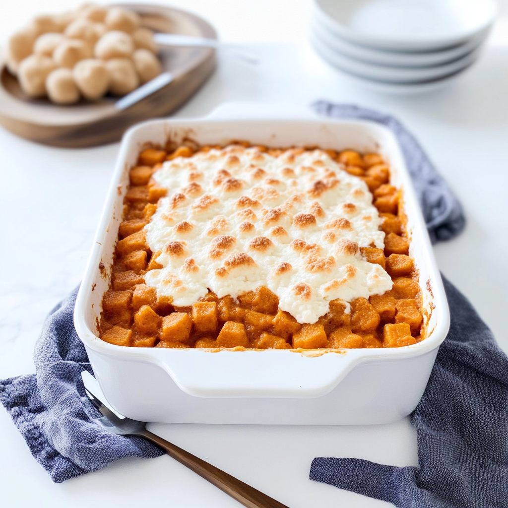 Recipe preparation for Heavenly Sweet Potato Casserole