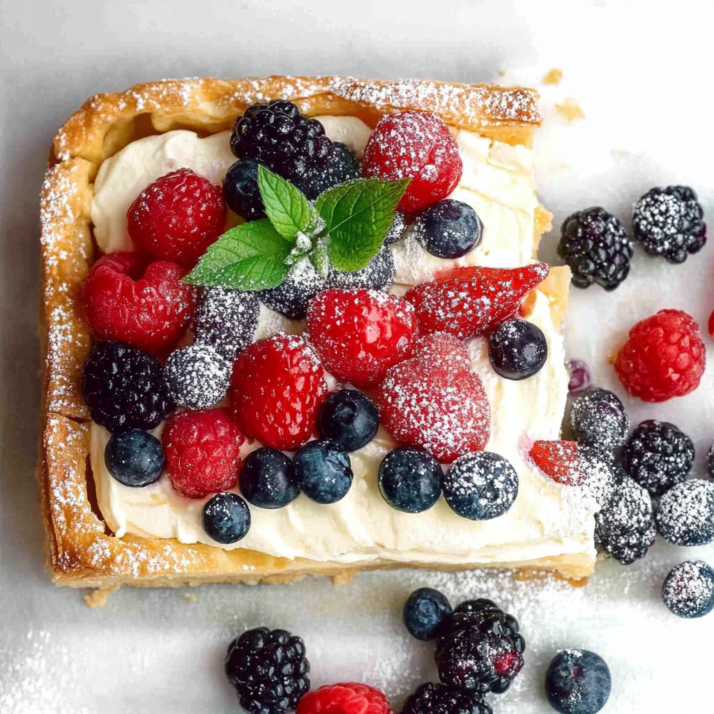 Recipe preparation for Berry Cheesecake Puff Pastry Tart