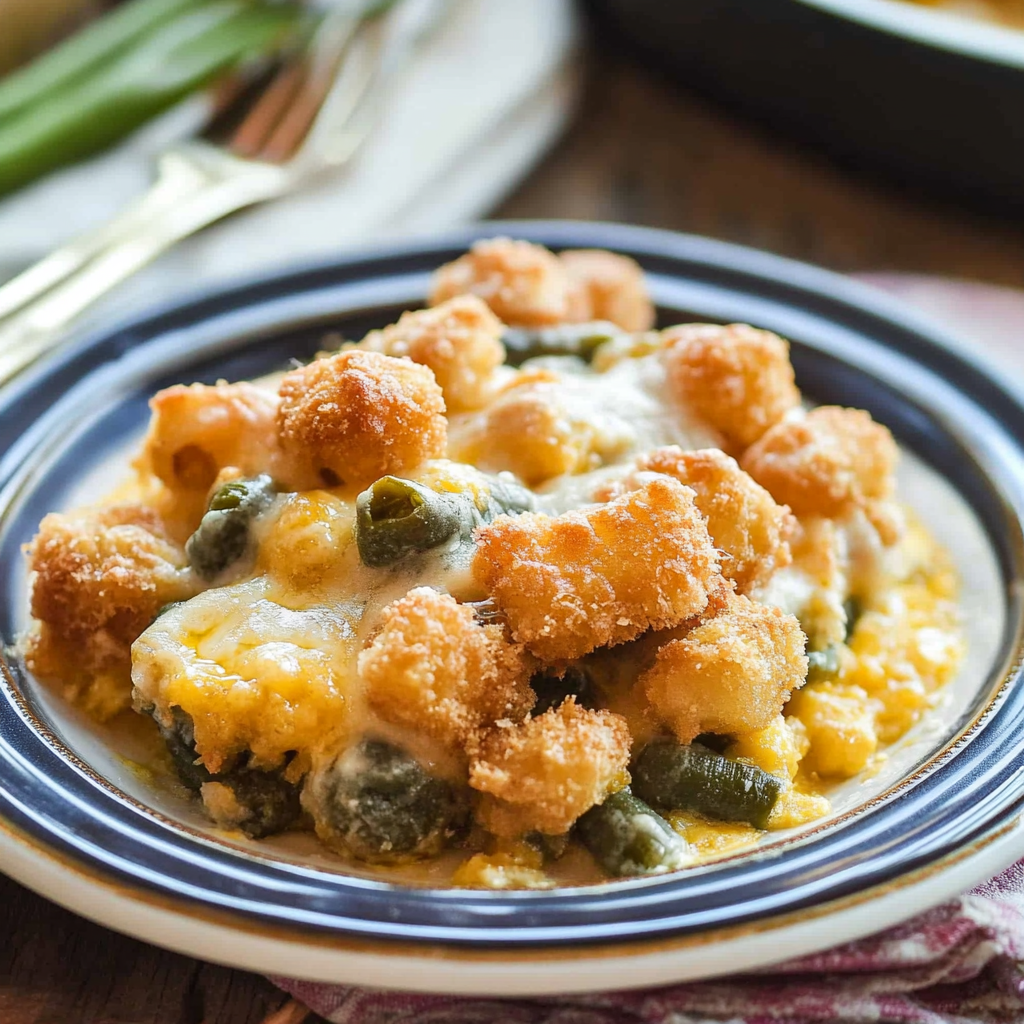 Recipe preparation for Green Bean Casserole with Tater Tots