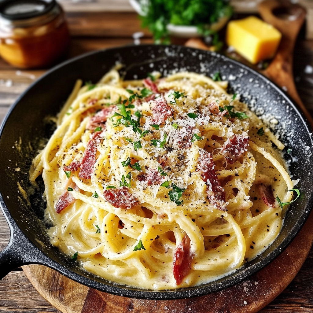Recipe preparation for Italian Spaghetti Carbonara