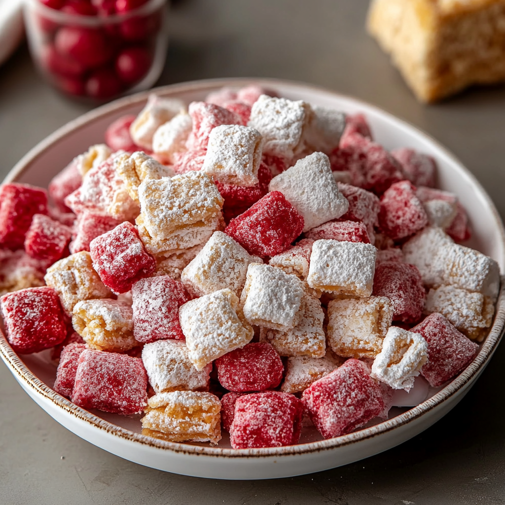 Recipe preparation for Cherry Cheesecake Puppy Chow