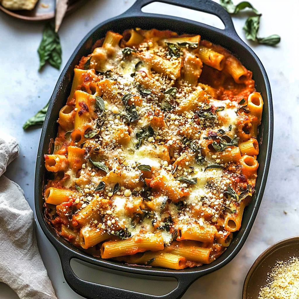 Recipe preparation for Pasta Bake with Pumpkin Tomato Sauce