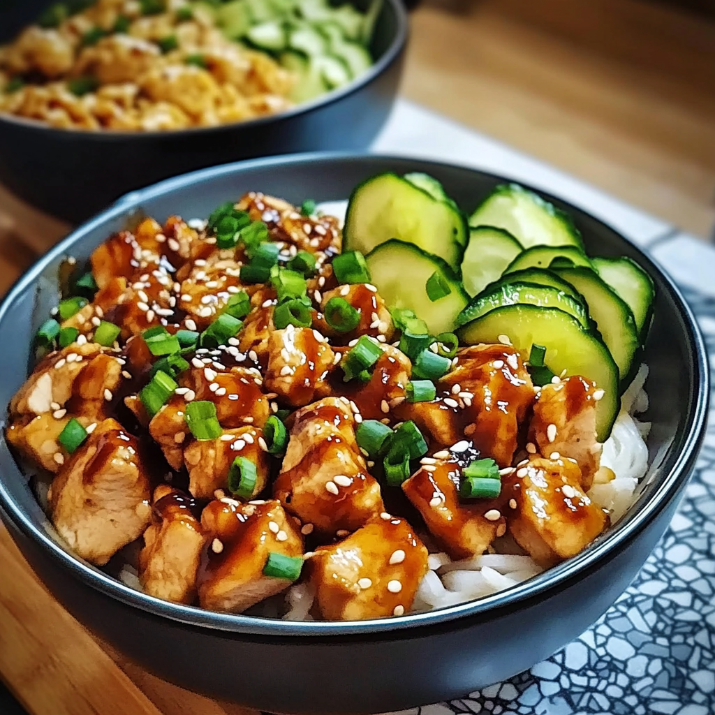 Recipe preparation for Teriyaki Chicken Zucchini Bowls