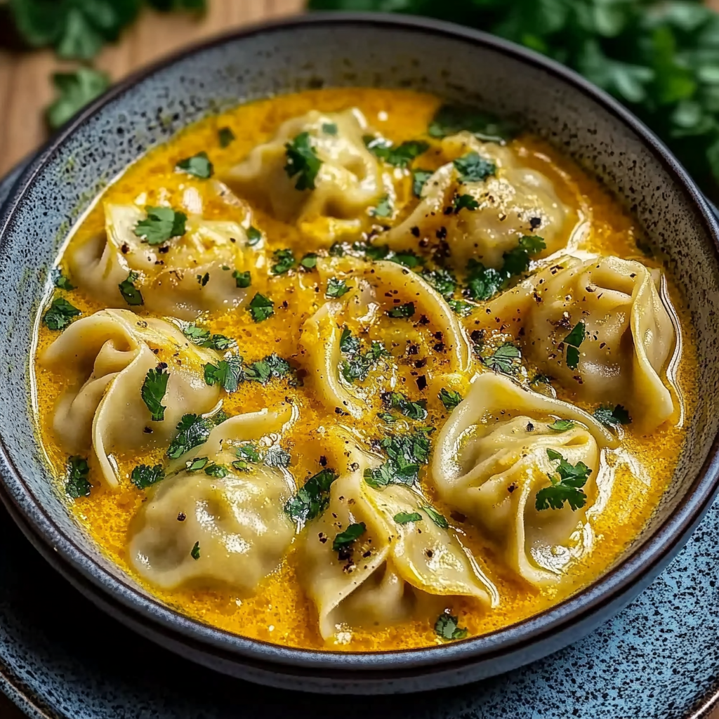 Recipe preparation for Delicious Dumpling Curry Soup