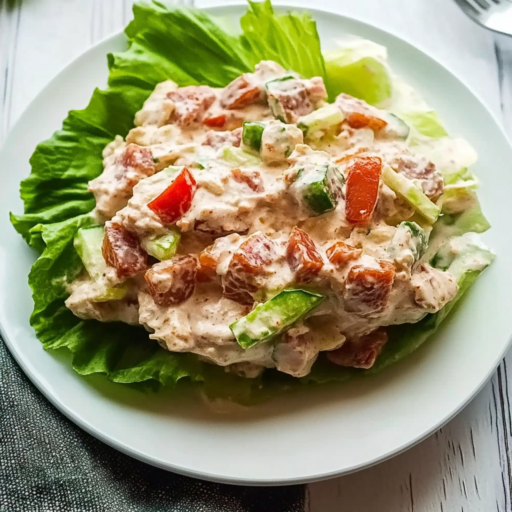 Recipe preparation for Creamy Bacon BLT Tuna Salad